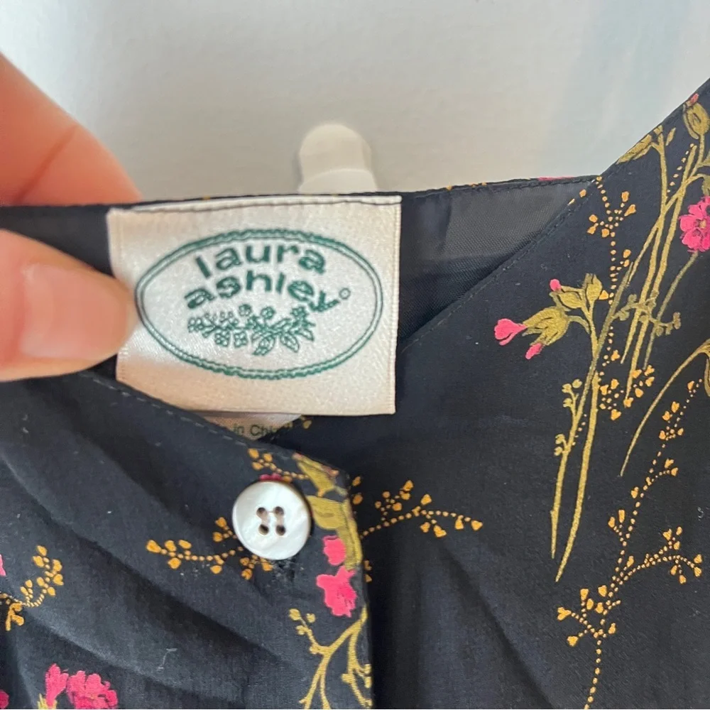 Vintage Laura Ashley Silk Floral Spaghetti Strap Tiered Maxi Dress - Picture 8 of 11